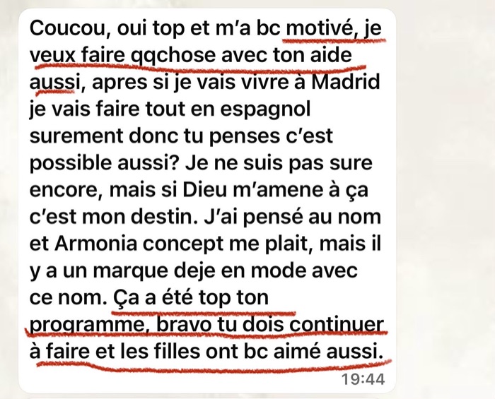 Message d’une élève